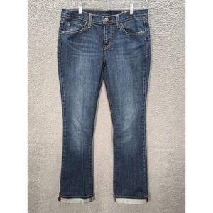 Gap Jeans Womens 6 Long Blue Bootcut Stretch Selvedge Distressed Preppy Y2K